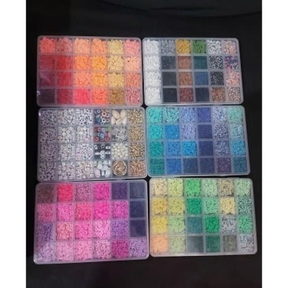 New 20,000 Pcs Clay Beads Bracelet Making Kit, 120 Colors 6 Boxes Polymer Beads